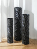 Sziqiqi Black Tall Floor Vase: 27/23/20in Large Floor Vases Standing for Living Room - Hammered Metal Floor Vases Set of 3 - Cylinder Flower Vase for Dining Bedroom Home Corner Indoor Office