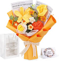 Crochet Flowers Cute Bouquet, Handmade Crochet Flowers Knitted Bouquet, Tulips Flower and Calla Lily for Birthday, Teacher’s Day, Graduation, Valentines (Yellow)
