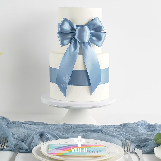 MEEDEE Dusty Blue Satin Ribbon 2 Inch Dusty Blue Ribbon Lux Double Faced Ribbons by 25 Yards Silk Satin Ribbons for Gift Wrapping, Weddings, Flower Bouquet, Holiday Decorating