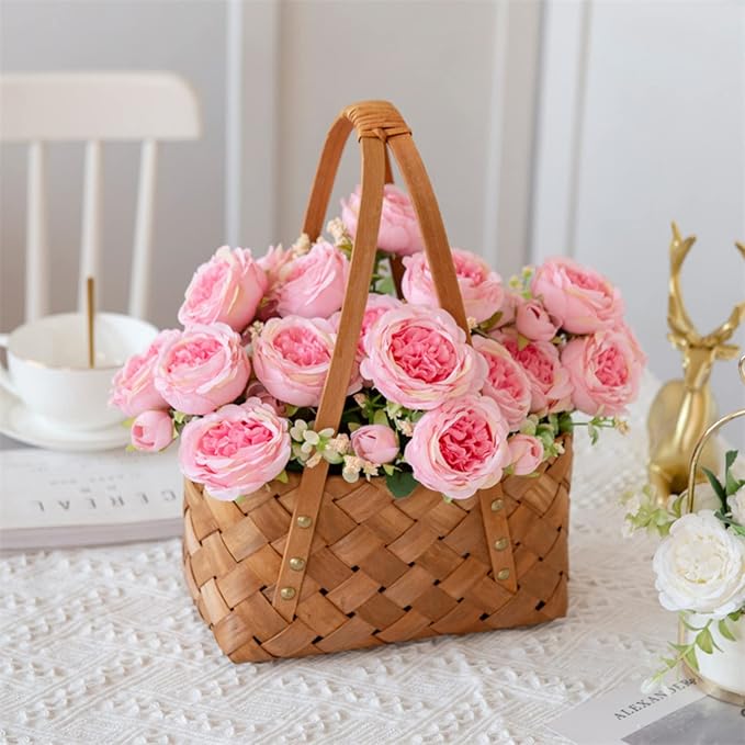 ASTRYAS Pink Artificial Flowers, 3Pcs Peonies Artificial Flowers Fake Peony Bouquet for Decoration Faxus Peony Flowers Arrangements Table Centerpieces Wedding Bouquets for Party Home Decoration Indoor