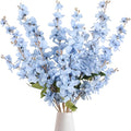 6PCS Blue Delphinium Artificial Flower Lifelike Silk Larkspur Flowers Plant 35.43" Long Stem Blossoms Fake Flowers for Tall Vase Floral Arrangements Home Table Wedding Decor(Blue)