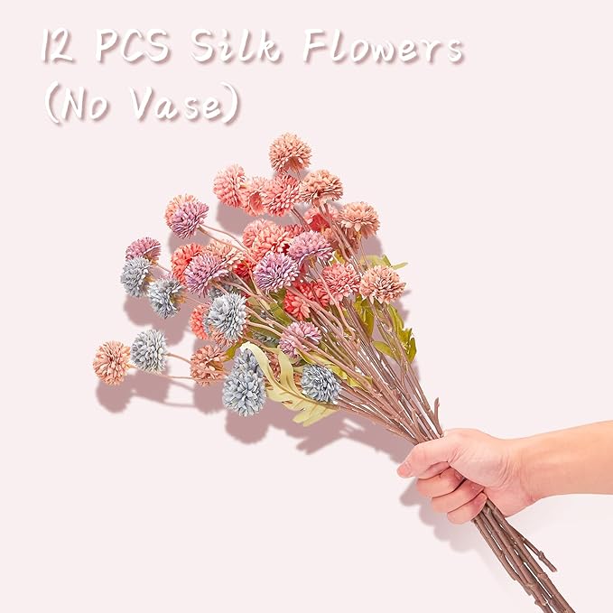 ZMTECH 12pcs Fake Flowers for Vase, Fall Bouquet Artificial Flowers for Home Decor, Silk Flowers with Stems for DIY Floral Arrangements Vase Fillers Home Decorations