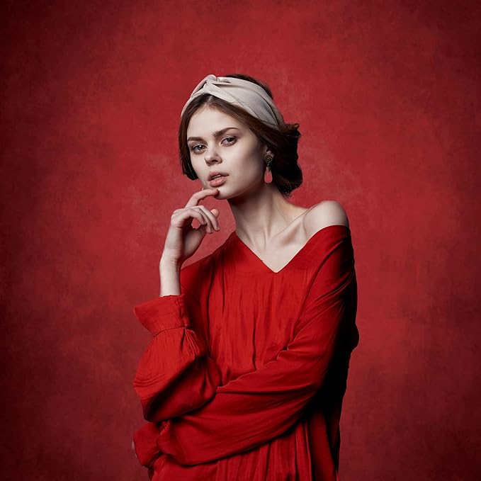 Abstract Professional Photography Backdrop for Portrait Photo Props Booth Background Photoshoot Studio with Polyester Fabric Roller Pocket on Top (8x10ft,Red,No Stand)