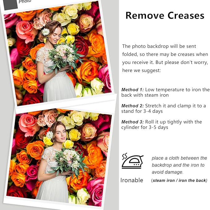 YongFoto 10x8ft Vinyl Flower Backdrop Lush Blossom Red Orange Floral Beautiful Photography Background for Couples Wedding Anniversary Marriage Ceremony Mother's Day Portrait Photo Studio Props