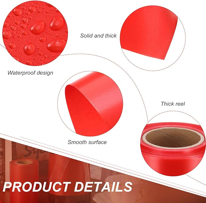 Syhood Outdoor Leaf Ribbon Floral Satin Ribbon for Crafts Aspidistra Waterproof Holiday Outdoor Decoration(4 Inch X 30 Yards,Red)
