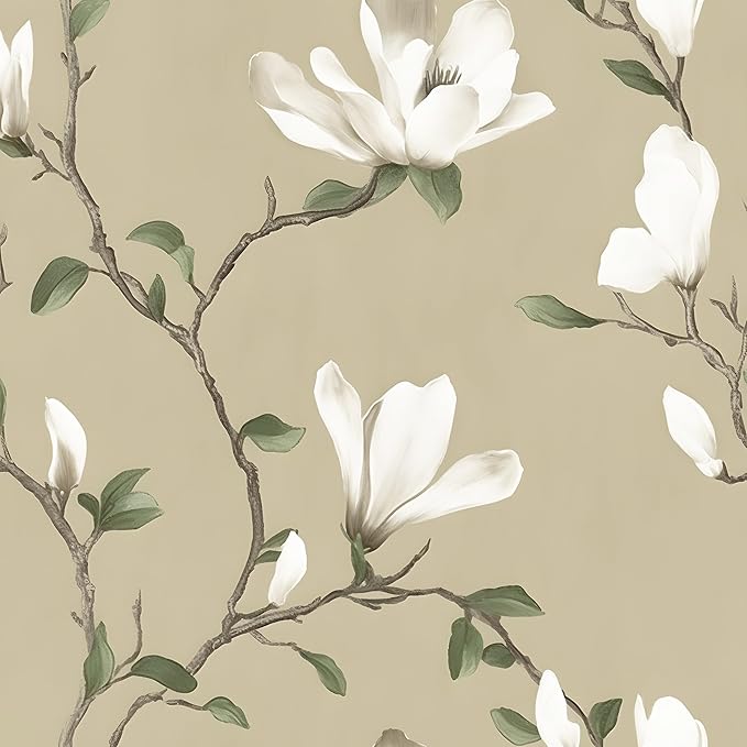 Floral Wallpaper Peel and Stick 17.5in x 9.8ft Vintage Floral Contact Paper Vinyl Self Adhesive Waterproof Leaf Wall Paper for Bedroom Walls Furniture Decorative