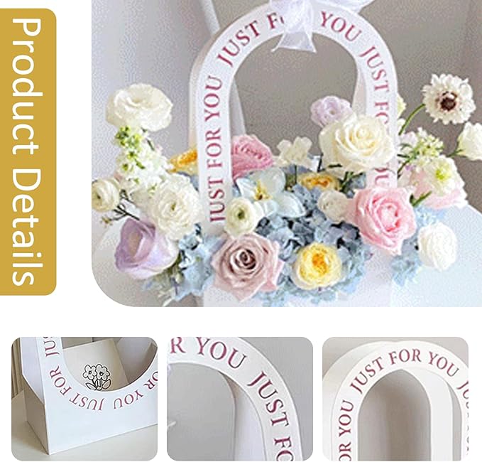 QCdeSoulBLV 10PCS Flower Boxes for Arrangements 8.7x4.7x15 Inch Handheld Hollow Minimalist Packaging Flower Bags for Wedding Decoration Gifts Birthday Party