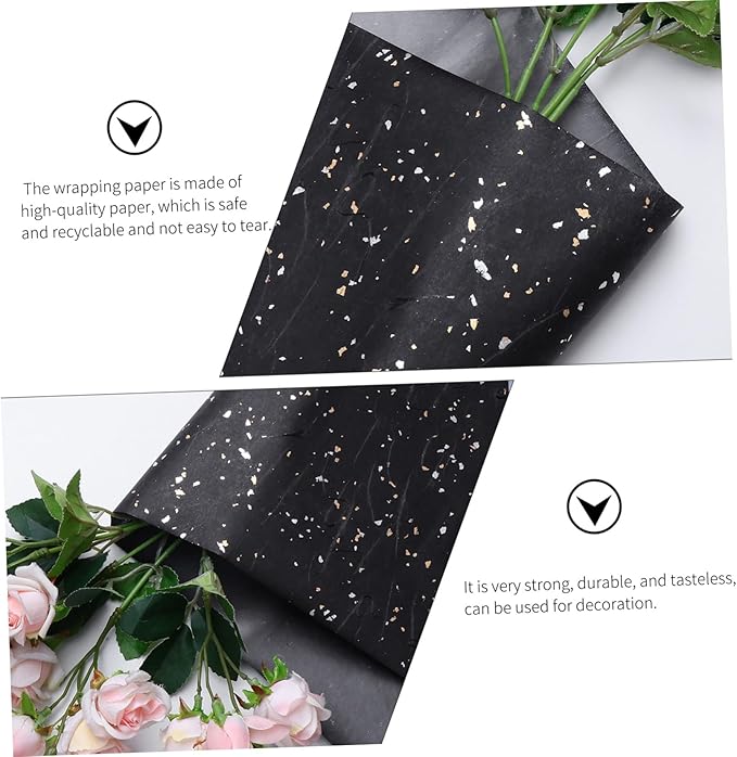 GALPADA 10Pcs Metallic Dot Pattern Flower Wrapping Paper for DIY Bouquets and Packaging Floral Paper for Christmas Birthday Wedding Crafts and Seasonal Presents