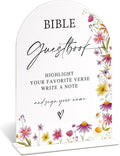 Bible Guest Book Sign for Wedding Table Decor, Wild Flower Arch Acrylic Wedding Signs for Reception, Love Is In Bloom Bridal Shower Floral Engagement Party Decorations, 6x8 Inch