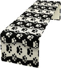 Dog Paw Table Runner,Kid Cute Animal Footprint Black White Theme Design Print Tablecloth Burlap for Hotel Indoors Outdoor Dining Room Kitchen Home Decor,W13X L60 in