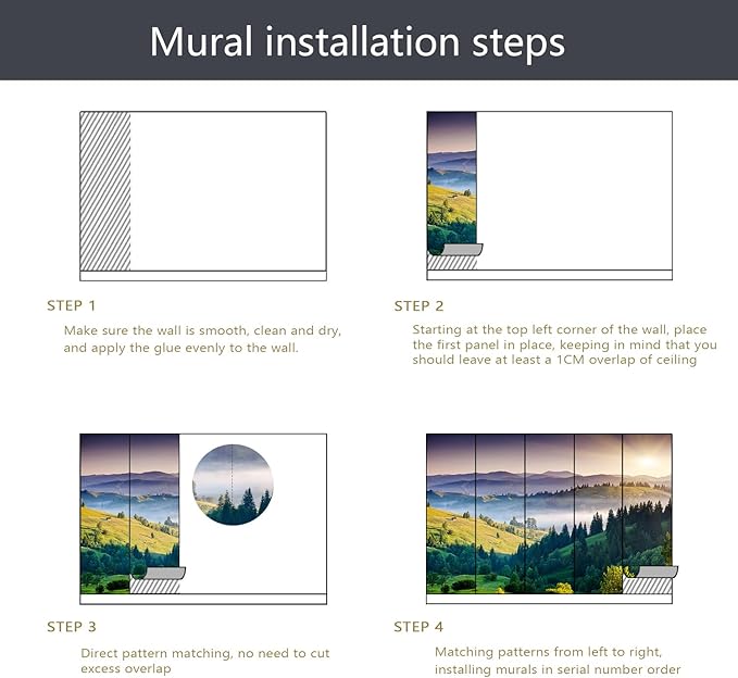 PYFFYP- Tropical Natural Landscape Forest Wallpaper murals for Bedroom(Not Peel and Stick)