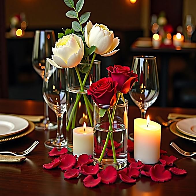 4 Clear Glass Cylinder Vases for Centerpieces - Different Sizes Floating Candle Vases Holder -4", 6", 8",10" Hight Perfect for Weddings and Events