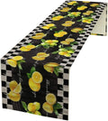 Lemon Table Runner , Summer Yellow Fruits Green Leaves Kitchen Dinning Table Decoration for Indoor Outdoor Home Party Decor 13x60 Inch