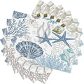 Nautical Placemats Set of 4,Summer Starfish Beach Theme Ocean Seashell,Blue Coastal Linen Fabric Table Mats for Home Kitchen Dining Party Decor 6 PCS