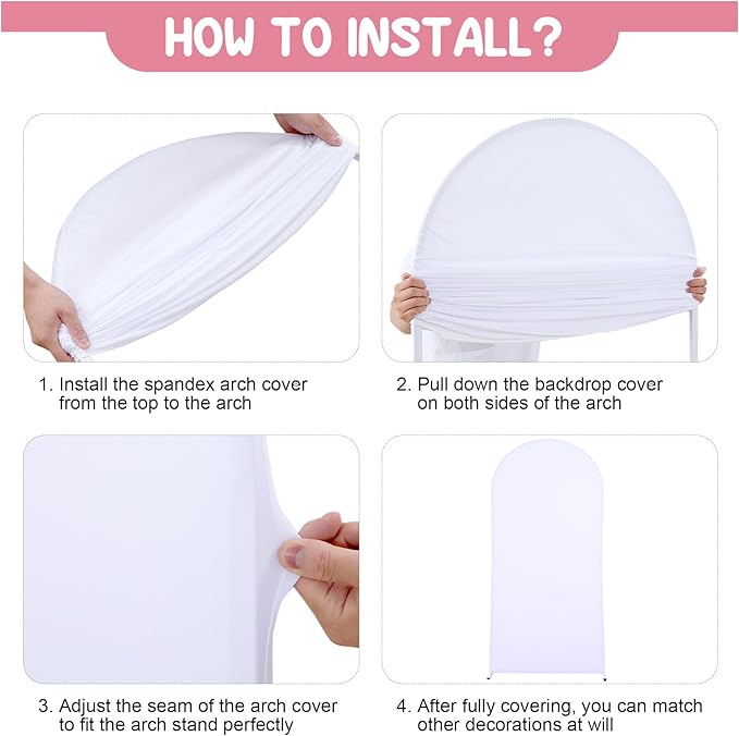 White Arch Backdrop Covers - 7.2FT, 6FT Spandex Fitted Wedding Arch Stand Covers Round Top Chiara Stretchy Arch Backdrop Cover for Christmas Wedding Birthday Party Decoration