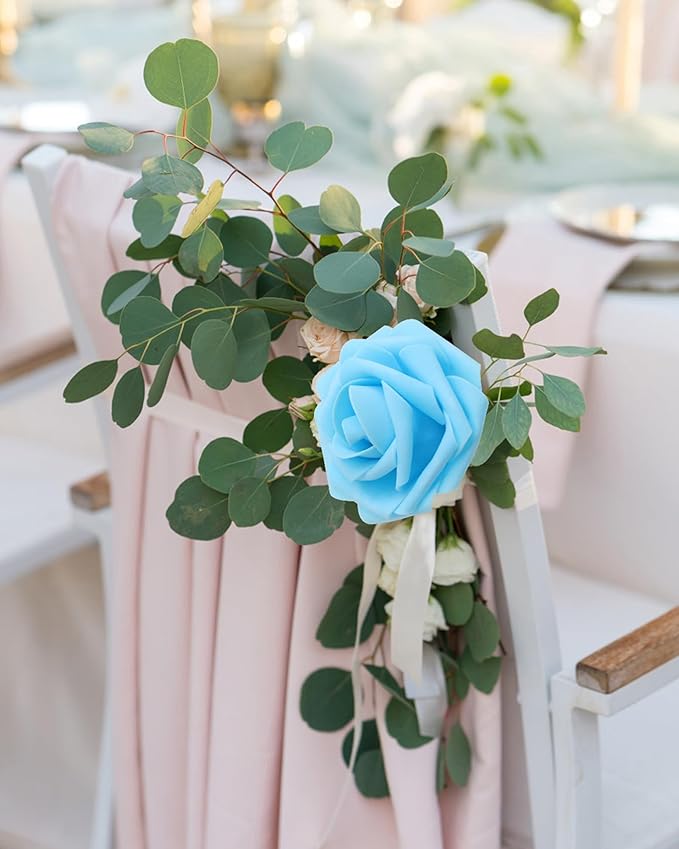 JOYLEX Artificial Flowers Realistic Roses, Real Looking Fake Roses with Stem for DIY Wedding Bouquets Centerpieces Bridal Shower Party Home Romantic Decorations (Shades of Blue, Regular 3" - 200pcs)