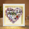 Personalized Photo Flower Shadow Box with LED Light Custom Heart Picture Collage Rose Flower Shadow Box Frame Memory Rose Display Case Gifts for Valentine's Day Christmas Birthday