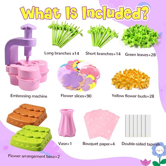 GPPNKC Flower Bouquet Craft Kit Flowers Market Toy Educational Toys Fun DIY Activity Set Christmas Birthday Gift for 4 5 6 7 8+ Year Old Girls and Boys