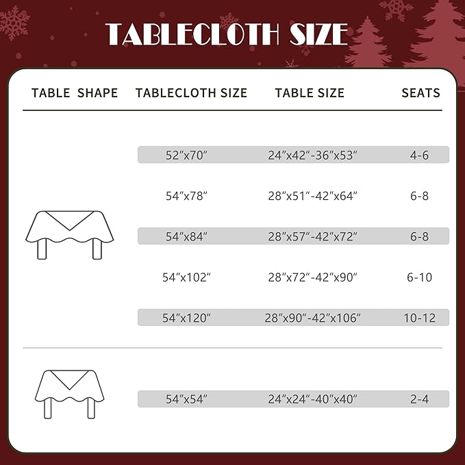 Christmas Rectangle Table Cloth,100% Waterproof Tablecloth,Christmas Decorations for Home, Vinyl Tablecloth Plastic Table Cover for Party，Picnic,Dining,Outdoor 52" x 70",Christmas Trees