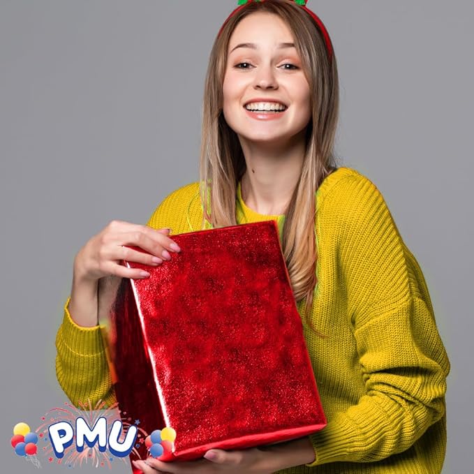 PMU Gift Wrap Mylar Roll Metallic Red 2-sided, 48 Inches X 25 Ft Roll 1.4 Mil Highly Reflective Mylar Film, Great for Gifts, Birthdays, Christmas, Baskets, Arts & Crafts