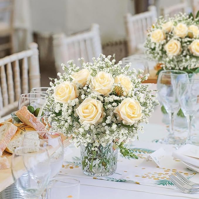 DEEMEI 6 PCS Babys Breath Artificial Flowers Fake Babys Breath Flowers Artificial Bulk White Gypsophila Bouquets Real Touch Faux Flowers for Wedding Floral Arrangement Party Home Decoration