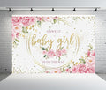 Pink Floral Girl Baby Shower Backdrop 10x8ft A Sweet Baby Girl is on The Way Backdrop for Gender Reveal Party Decoration It's a Girl Banner Photo Booth Props
