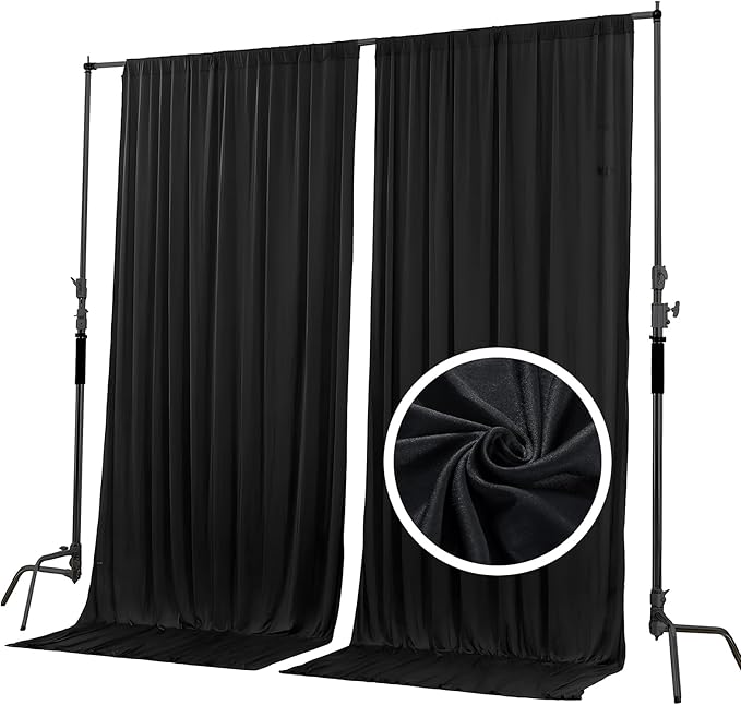 10 x 10 Feet Black A Backdrop Curtain for Partie, Background Curtains for Photoshoot, Birthday, Wedding, Halloween, Thanksgiving, Christmas, New Year Party Decorations 5Ft x 10Ft, 2 Panels