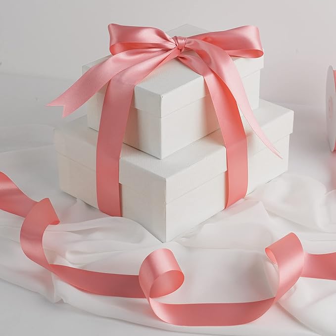 MEEDEE Blush Satin Ribbon 1-1/2 Inch Blush Pink Ribbon Lux Double Faced Satin Ribbons by 50 Yards Polyester Satin Ribbons for Crafts, Weddings, Flower Bouquet, Holiday Decorating