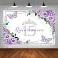 Sendy 7x5ft Quinceañera Backdrop Mis Quince 15 Anos Birthday Party Decoration Supplies for Girl Princess Purple Floral Butterfly Silver Crown Photography Background Banner Photo Booth Studio Props