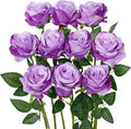 Luyue 10PCS Artificial Roses Flower with Stems Slik Fake Flowers Bouquet Realistic Long Stem Faux Rose for Valentines Day Wedding Home Decor