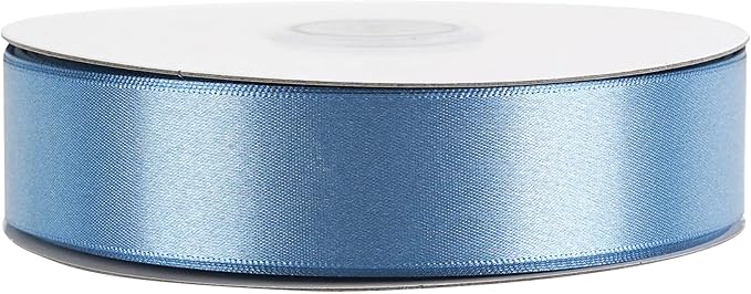MEEDEE Smoke Blue Ribbon 1 Inch Smoke Blue Satin Ribbon Lux Double Faced Satin Ribbons by 50 Yards Polyester Wrapping Ribbons for Crafts, Weddings, Flower Bouquet, Holiday Decorating