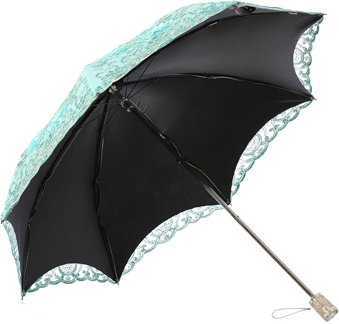 LCY Embroidered Lace Double-deck Anti-UV Parasol Sun/Rain/Snow Folding Umbrella