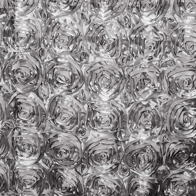 Efavormart Wonderland Rosette Premium Table Runners for Weddings Party Banquets Decor Fit Rectangle and Round Table - Silver