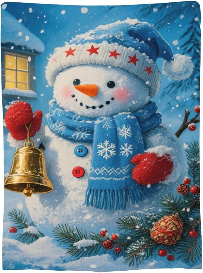 Snowman Blanket Christmas Throw Blanket Winter Snow Soft Cozy Fleece Fuzzy Stuffed Plush Flannel Gifts for Girls Women Boys Kids Adults 60"X80"