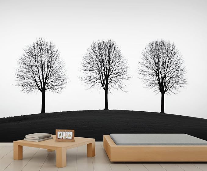 KIREUPA Minimalist Tree Wall Mural, Elegant Tree Silhouette Poster 3d Wall Murals, Modern Forest Wallpaper Mural, for Living Room Bedroom Large Wallpaper Indoor Decor 98.4" W x68.9 H