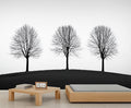 KIREUPA Minimalist Tree Wall Mural, Elegant Tree Silhouette Poster 3d Wall Murals, Modern Forest Wallpaper Mural, for Living Room Bedroom Large Wallpaper Indoor Decor 177.16" W x120 H