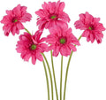 Hot Pink Gerbera Daisy Artificial Flowers – 5PCS Faux Wildflowers with 26.7" Stems, Real Touch Gerber Daisies for Summer Flowers Artificial Decoration, Bouquets & Party Arrangements