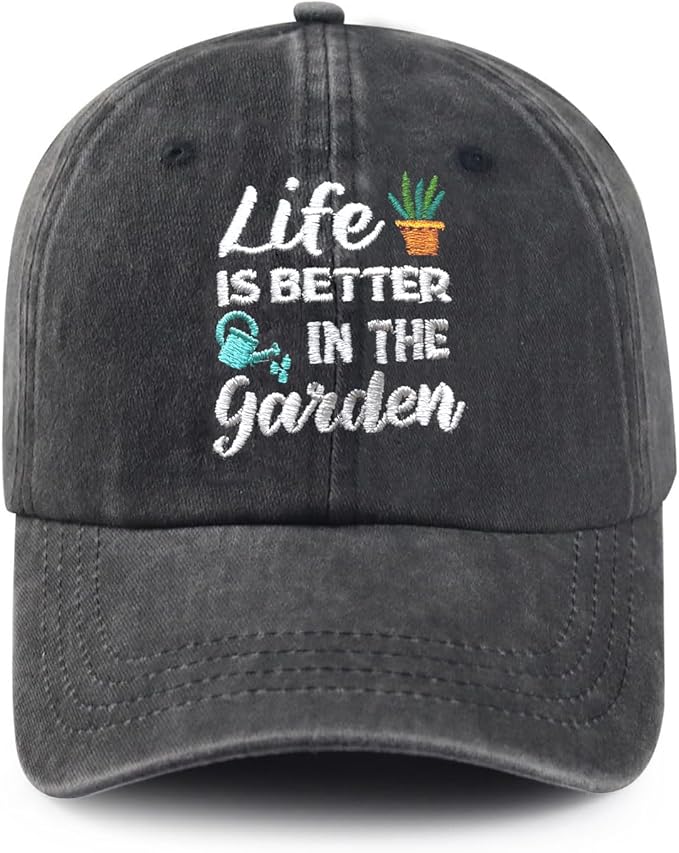 Cute Flower Hat, Elegant Floral Embroidered Adjustable Baseball Cap for Men Women, Gifts for Flower Lovers, Black