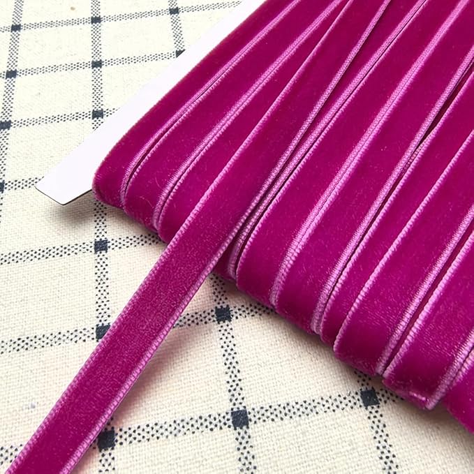 Chenkou Craft Fuschia 25 Yards 3/8" (10mm) Velvet Ribbon Lots Bulk (Fuschia, 3/8"(10mm))