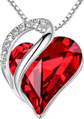 Leafael Necklaces for Women, Infinity Love Birthstone Heart Crystal Pendant, Birthday Jewelry Gifts for Her, Mom, and Wife, Silver Plated, 18 plus 2 inch Adjustable Chain