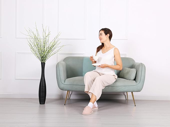 Leewadee Decorative Tall Floor Vase for Living Room Decor, 26 inches, Black, Resin
