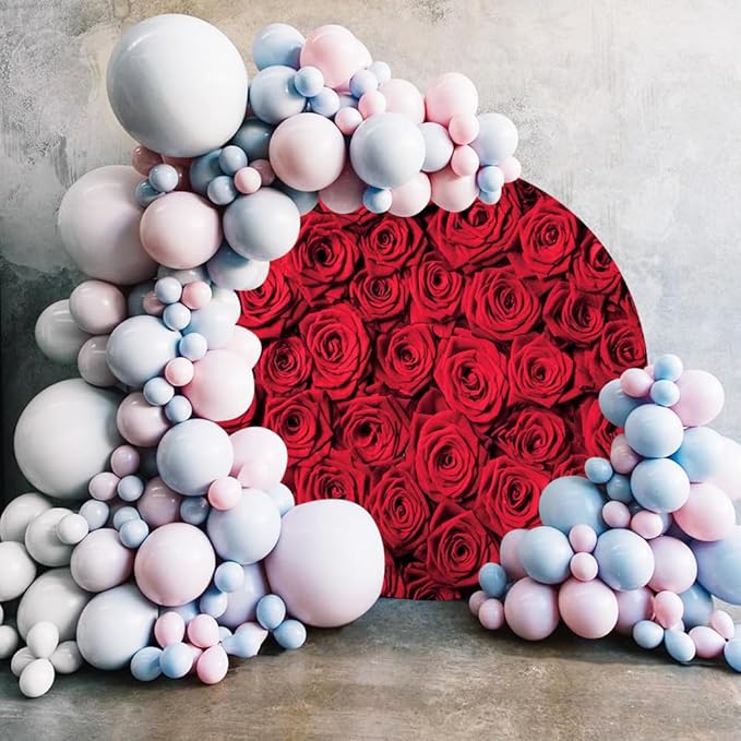 Renaiss 3x3ft Red Rose Round Backdrop Covers for Photoshoot Girls Women Portrait Crimson Flowers Flowerbed Photography Background Wedding Bridal Baby Shower Birthday Party Decor Photo Booth Prop