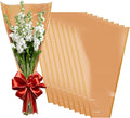 XABMU Flower Bouquet Bags - 100 Pack Kraft & Clear Floral Wrapping Sleeves for Wedding, Graduation, Mother’s Day Gifting & Florist Supplies