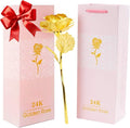 24k Gold Rose with Luxury Gift Box - 10-inch Golden Rose Metal Single Roses and Valentine's Day Gifts Idea for Women, Loved Ones, Mom, Wife, Girlfriend, Grandma, Mother's Day