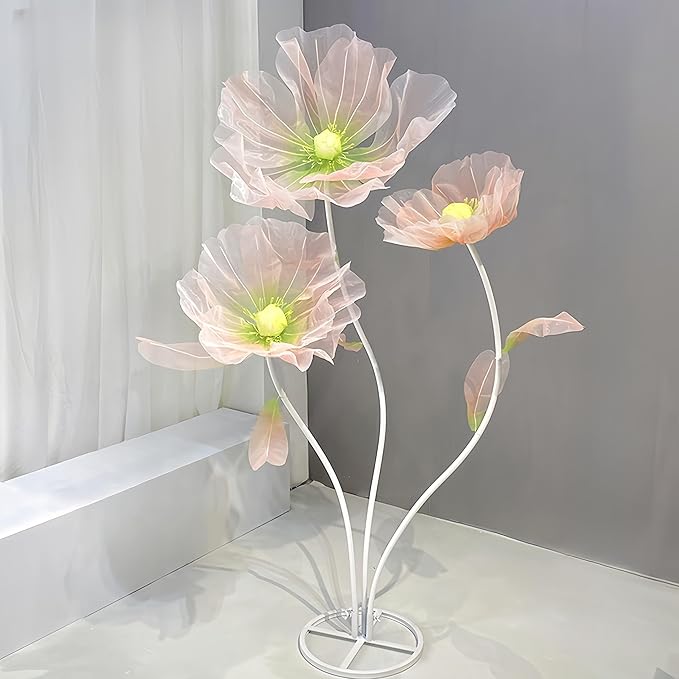 Giant Flowers for Decoration, 5.58 ft Big Artificial Organza Flower for Wedding Reception Birthday Christmas Party Backdrop Decor Photography Props Shop Window Display, Green Pink