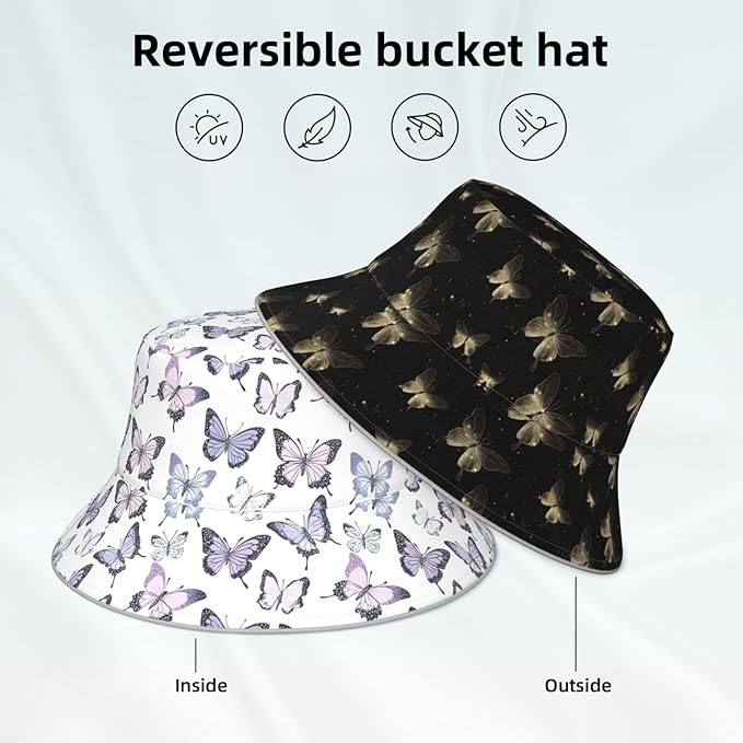 Bucket Hat Double-Side-Wear Reversible Sun Hat Beach Travel Hiking for Women Men