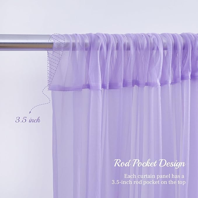 20ft X 10ft Purple Tulle Backdrop Curtain for Parites, Sheer Backdrop Curtains Fabric Drapes for Wedding Ceremony Arch Party Stage Decorations