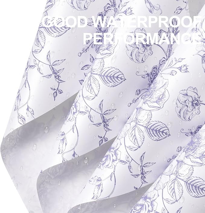 WRAPAHOLIC 20 Sheets Flower Wrapping Paper - 22.4 x 22.4 inch Blue Vintage Floral Printed Water-Resistant Floral Bouquet Wrapping Paper, Florist Supplies Packaging for Wedding Birthday Gift DIY