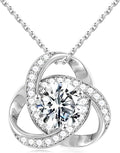MOOSEA Love Knot Moissanite Necklace for Women, 1-3 ct D Color VVS1 Clarity 925 Sterling Silver Moissanite Pendant Necklace Anniversary Birthday Christmas Gifts for Women Wife Mom Girlfriend