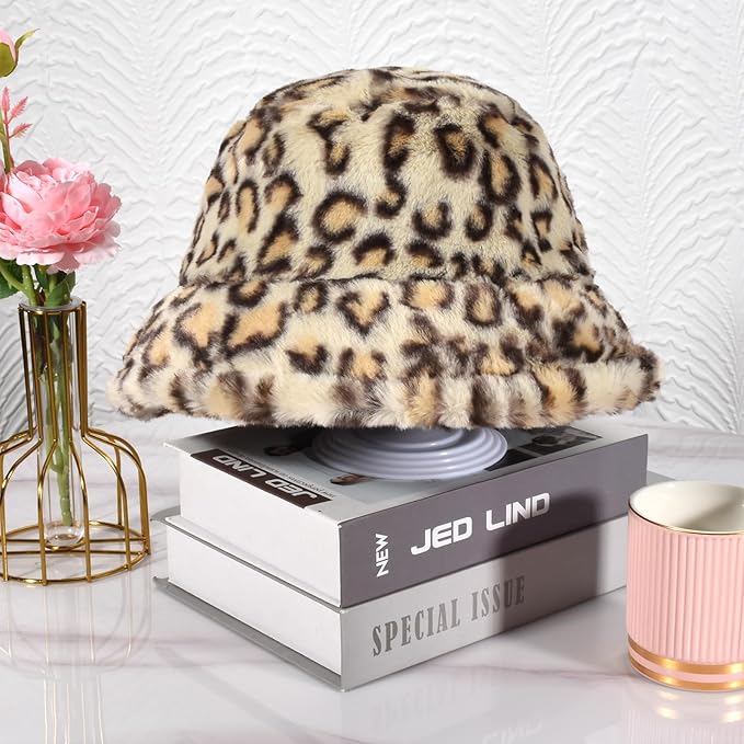 Winter Soft Faux Fur Plush Bucket Hat, Lovely Fisherman Cap, Fashion Outdoor Thick Warm Sun Cap for Women